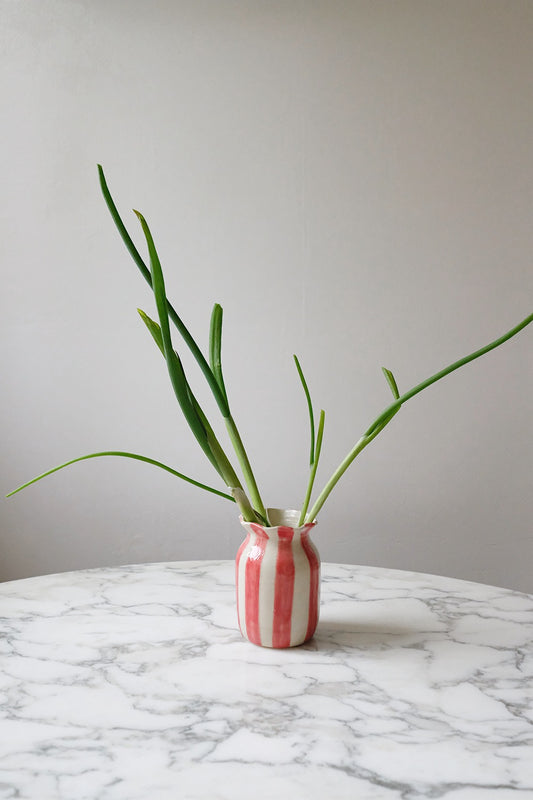 striped vase - red