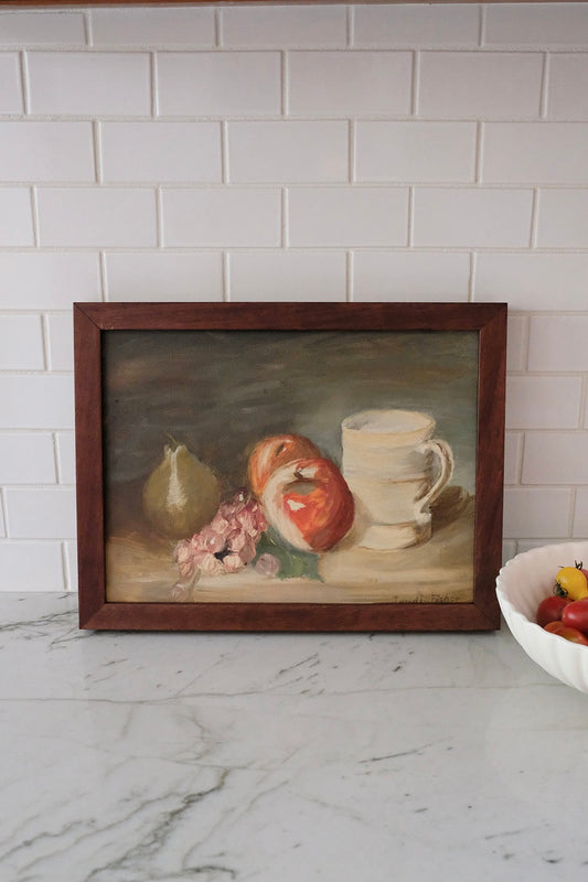 "still life with pear and apples"