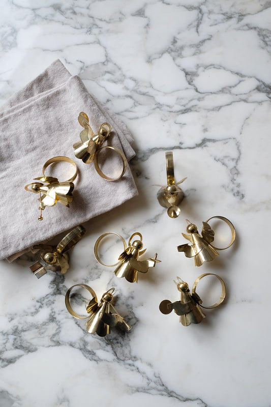 brass angel napkin rings - set of 8