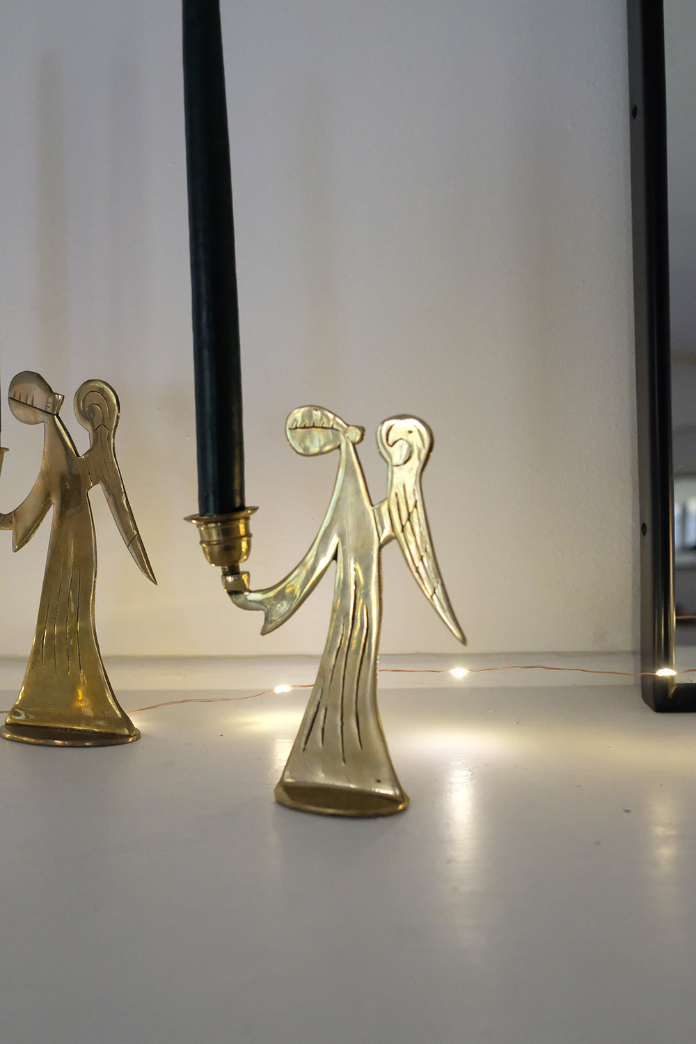 brass angel candlesticks - set of 3