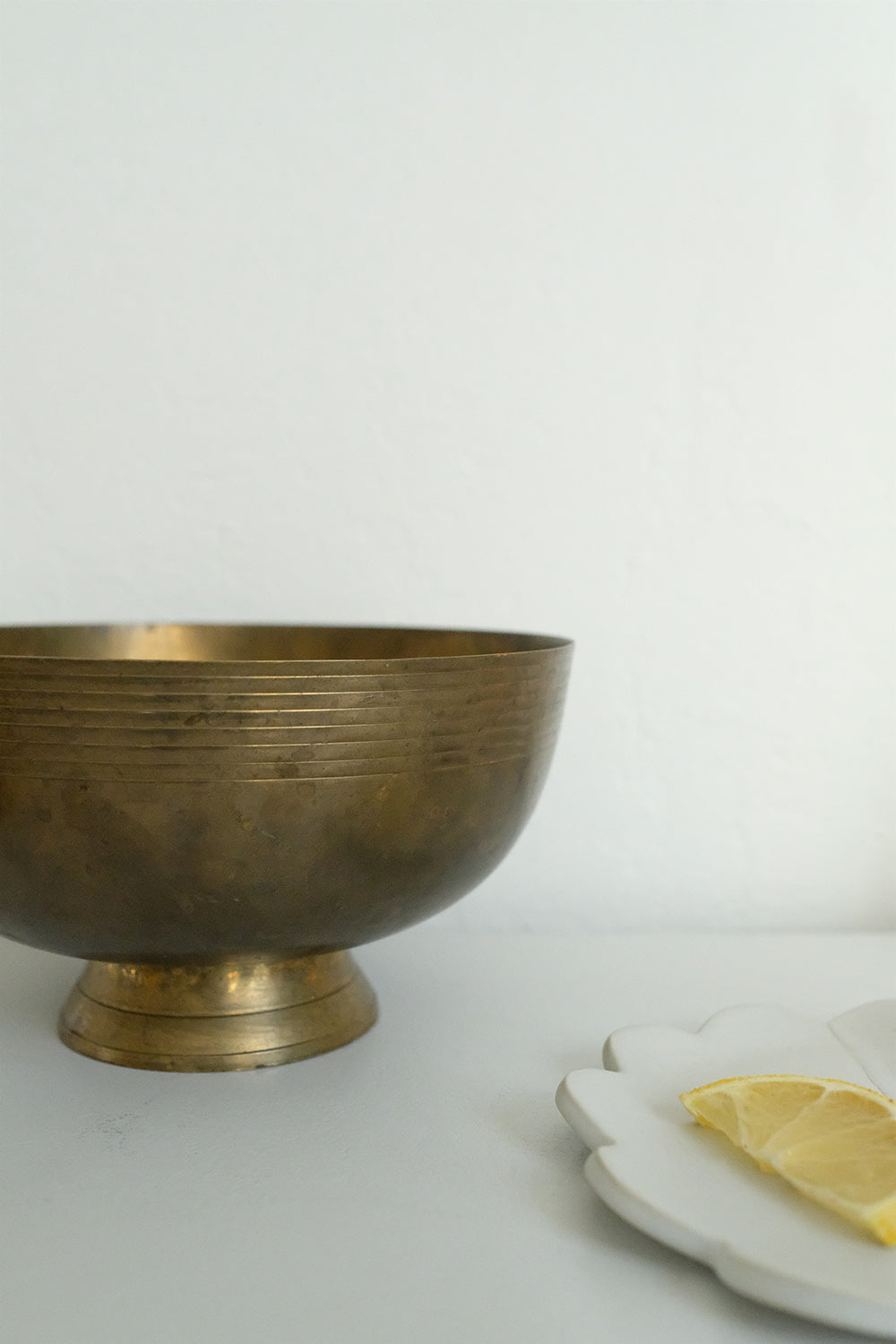 striped brass footed bowl