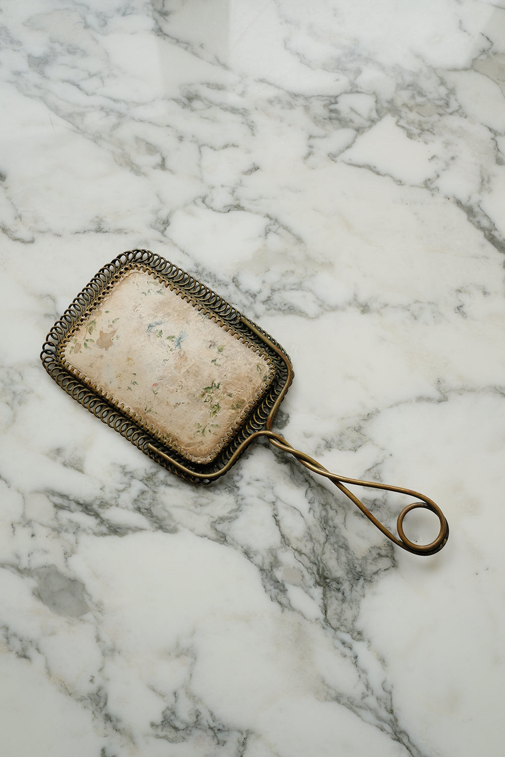 antique brass hand mirror