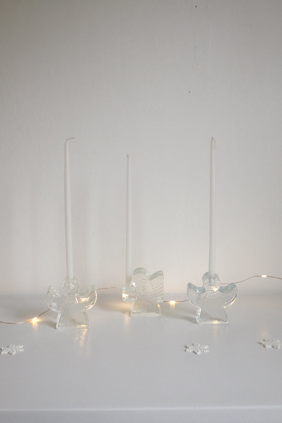 Swedish glass angel candlesticks
