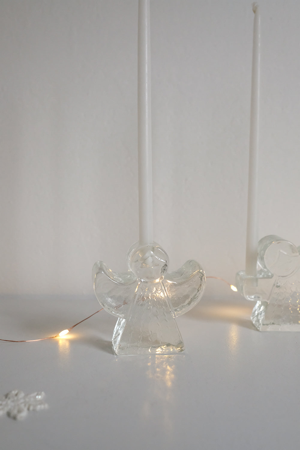 Swedish glass angel candlesticks