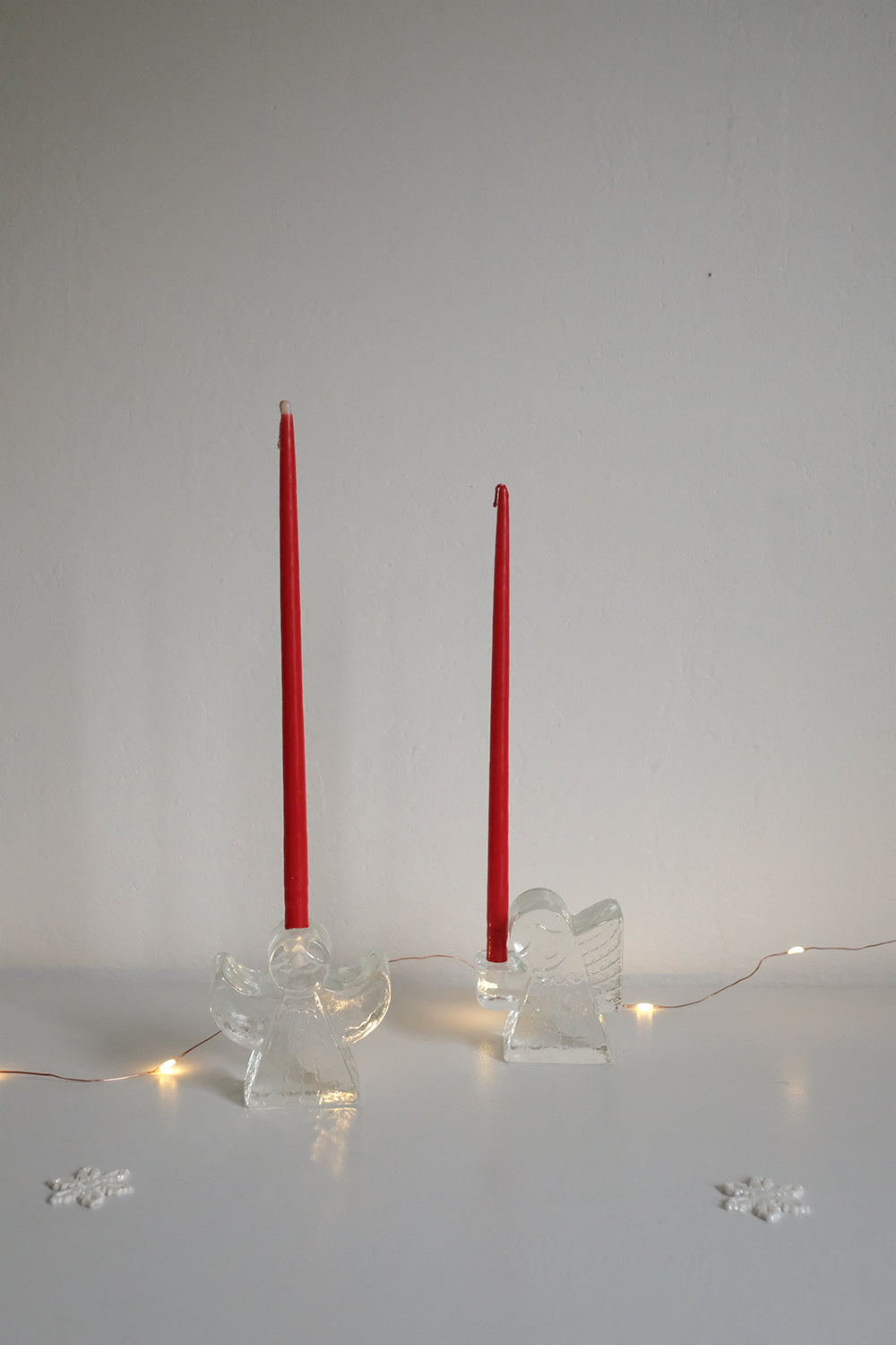 Swedish glass angel candlesticks