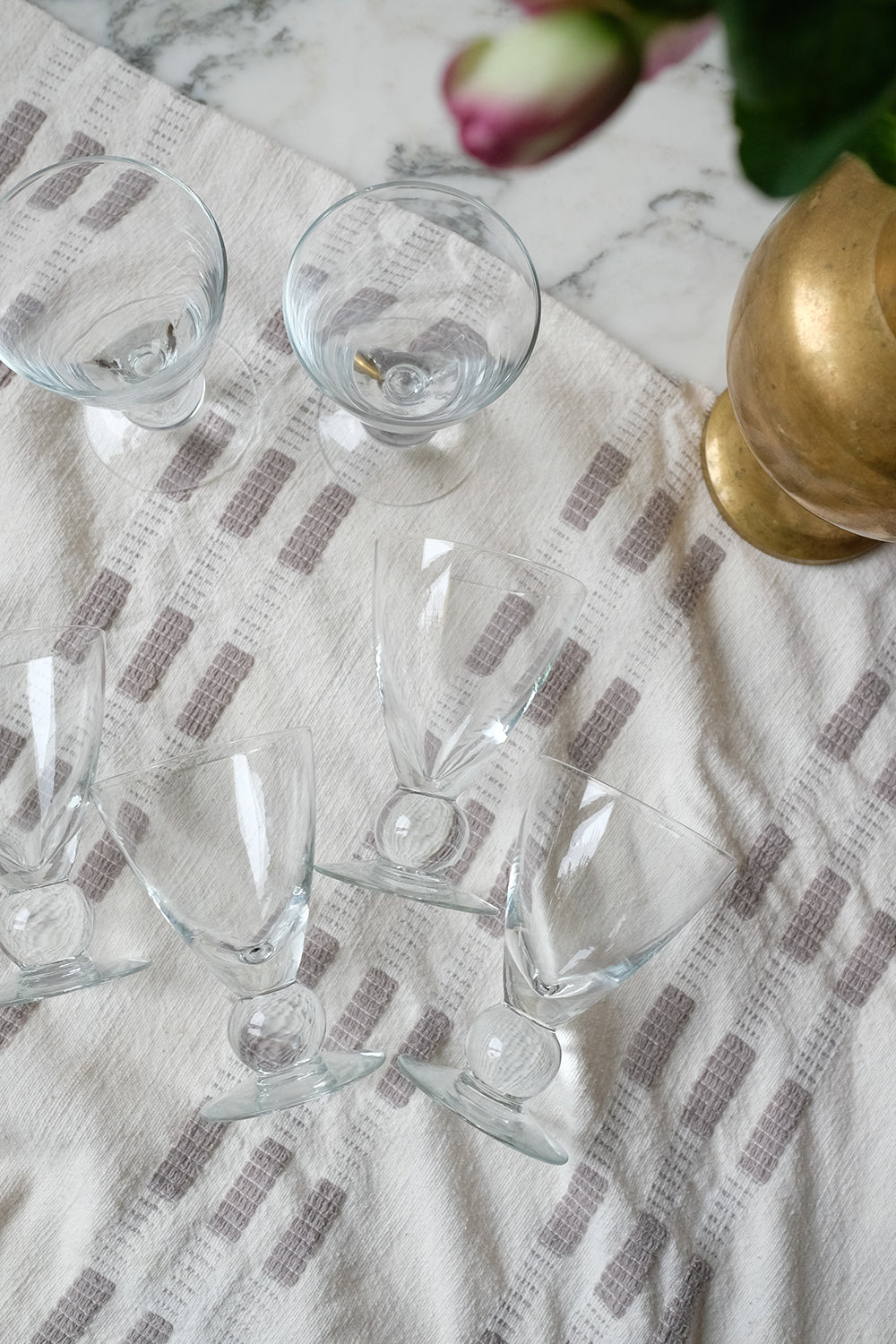 ball stem glasses -  set of 6