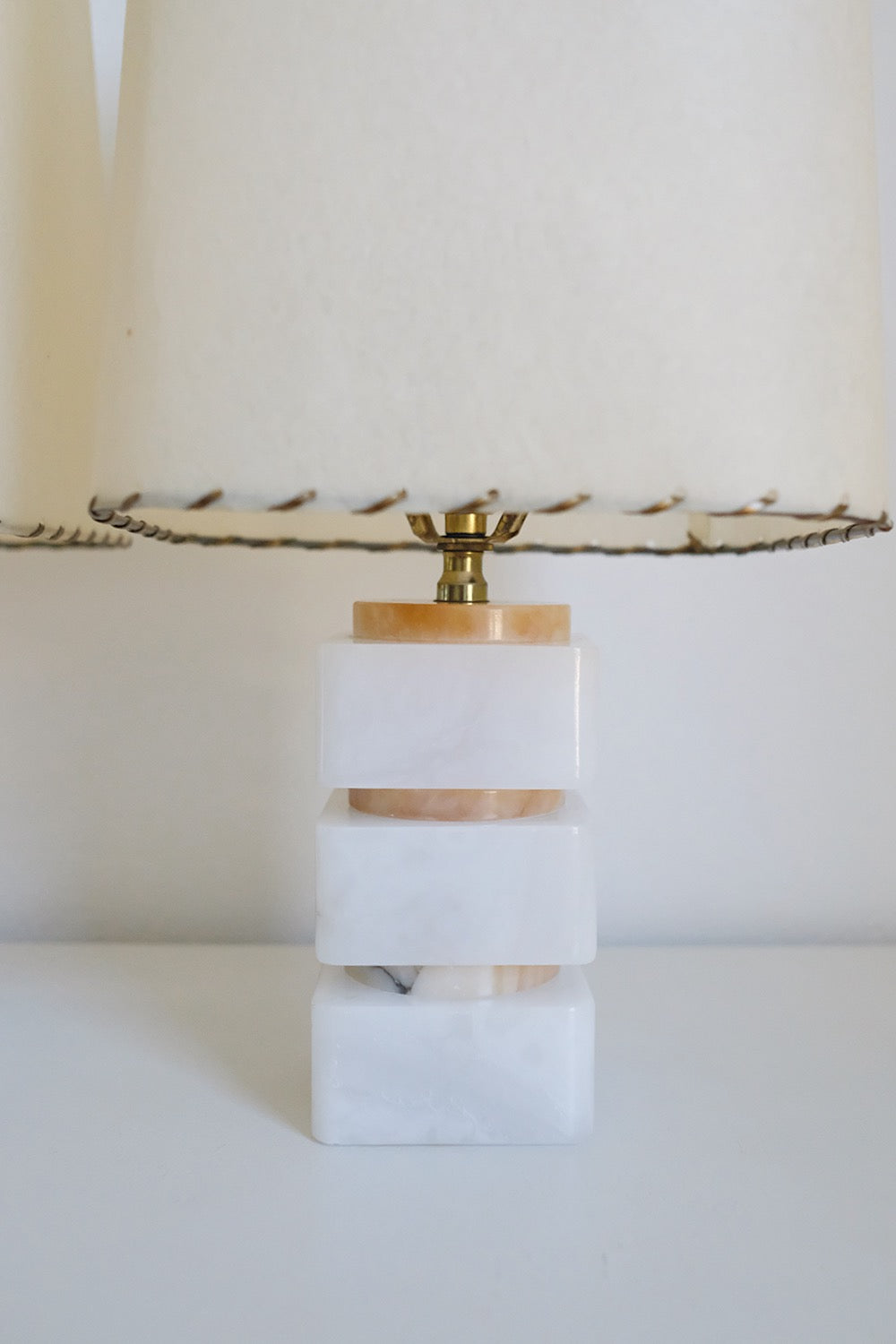 italian stacked alabaster lamps - set of 2