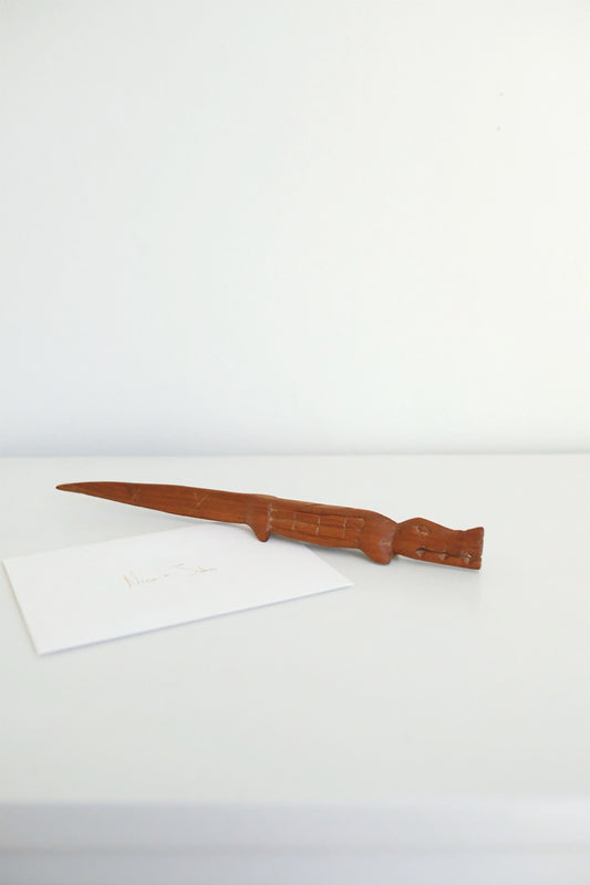 wooden crocodile letter opener