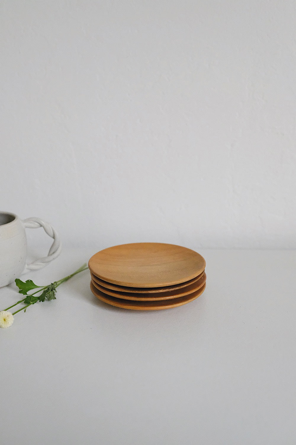 small wood plates - set of 4