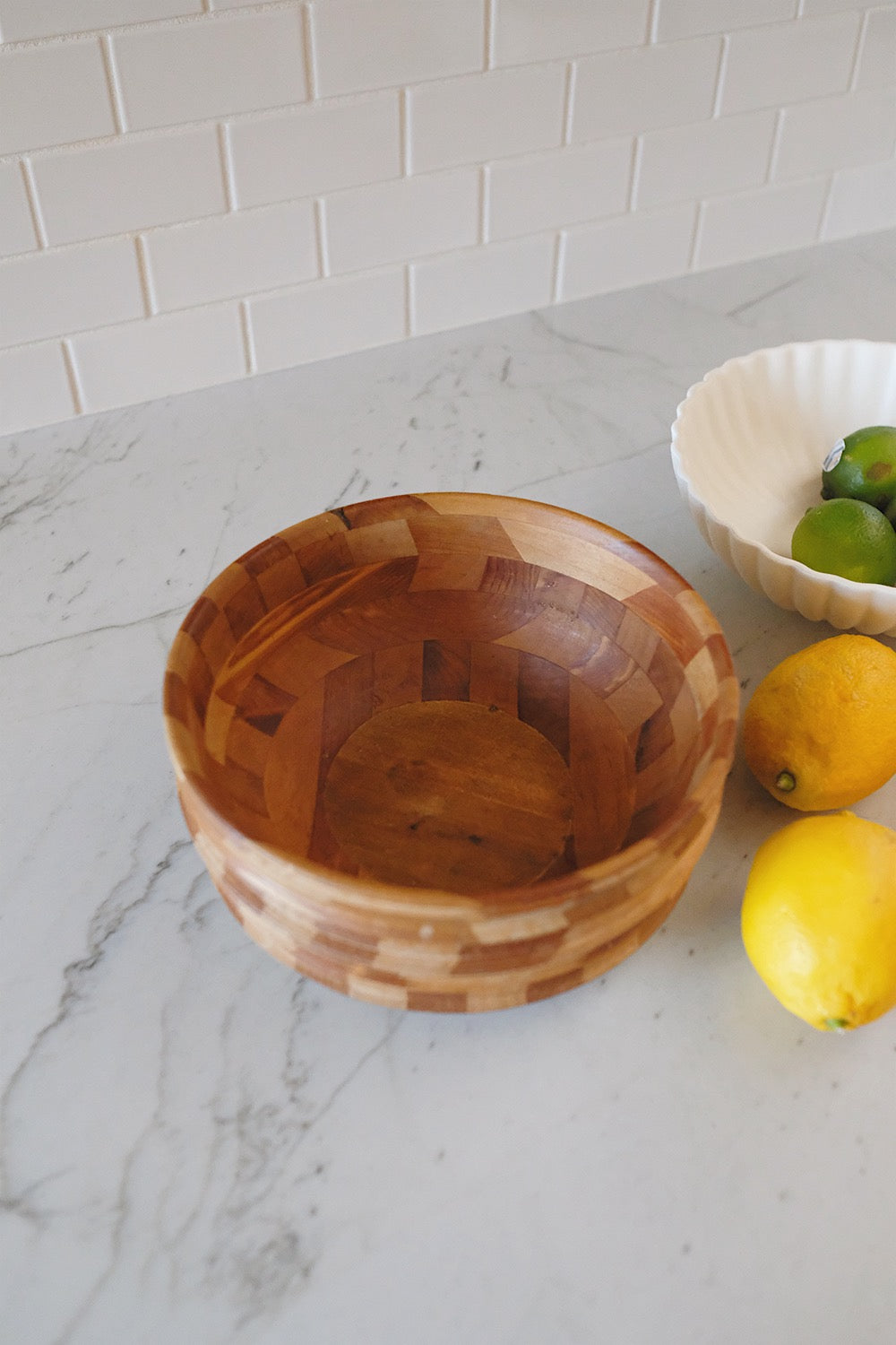 checkered wood bowl