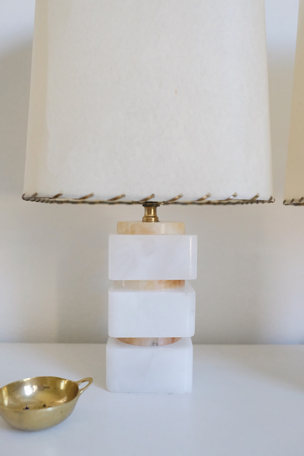 italian stacked alabaster lamps - set of 2