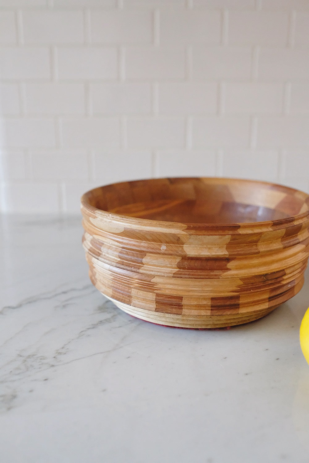 checkered wood bowl