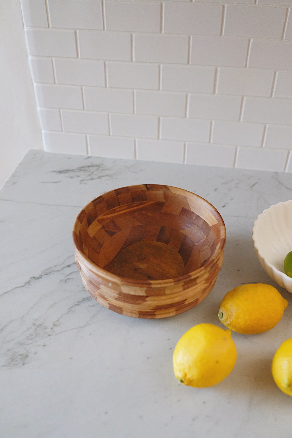 checkered wood bowl