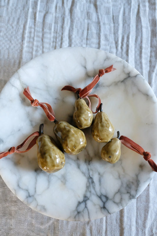 handmade ceramic pear ornaments