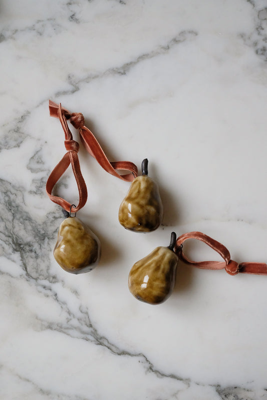 handmade ceramic pear ornament