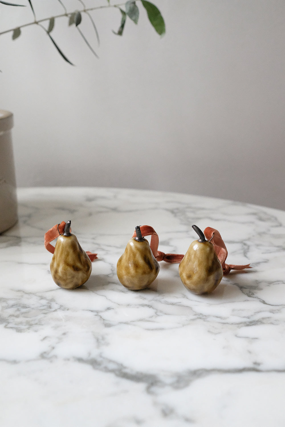 handmade ceramic pear ornament