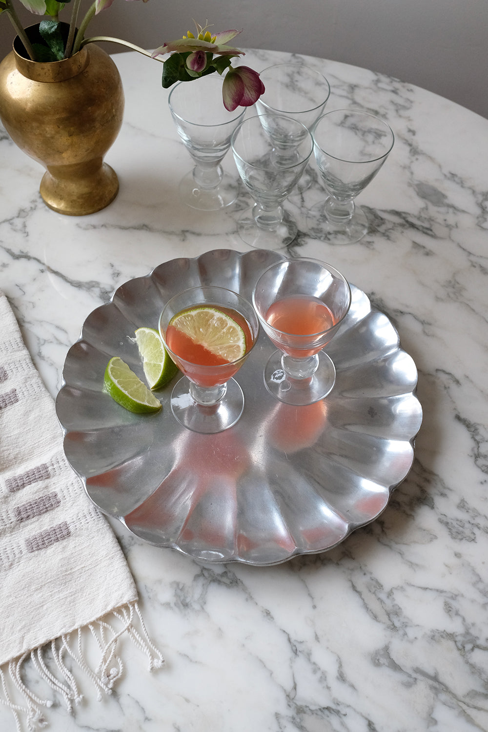 scalloped metal dish