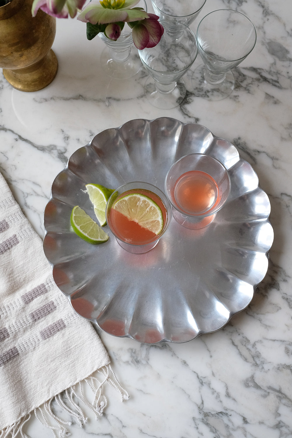 scalloped metal dish