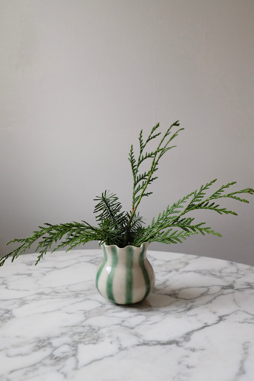 striped vase - green