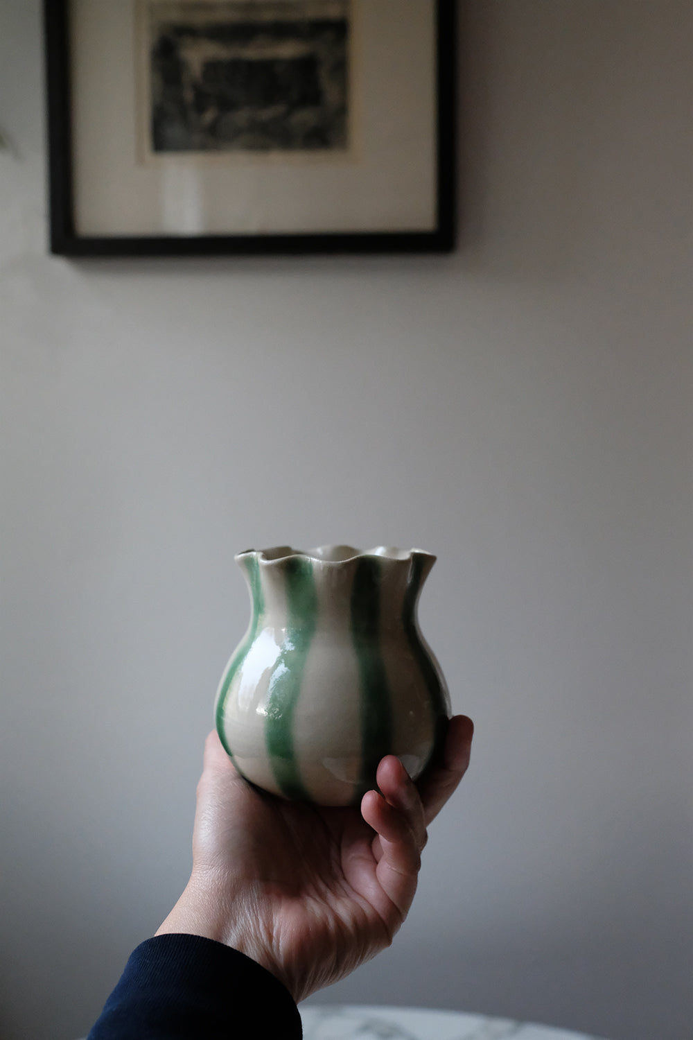 striped vase - green