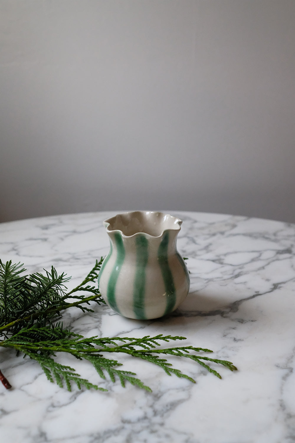 striped vase - green