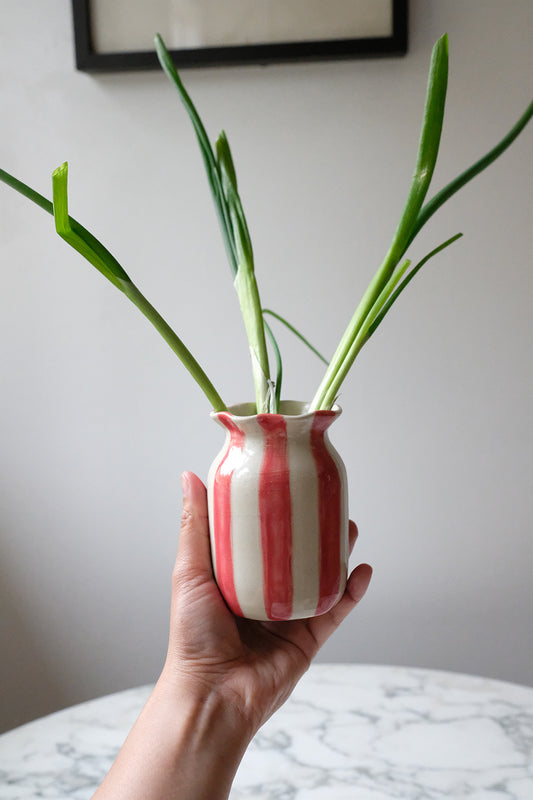 striped vase - red