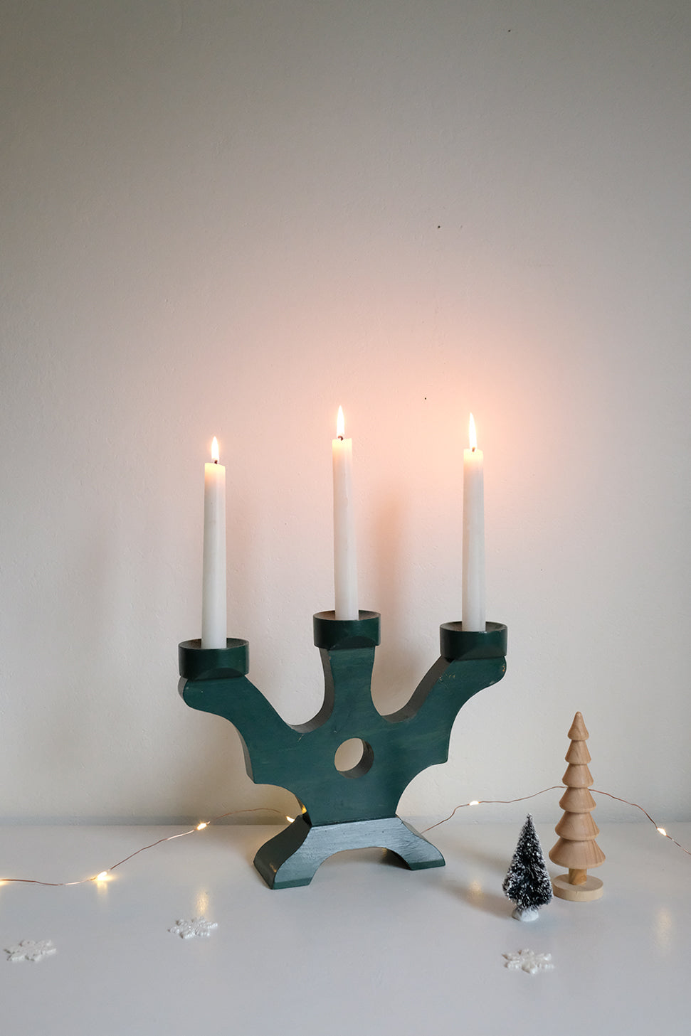 Swedish wooden candelabra