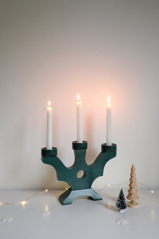 Swedish wooden candelabra