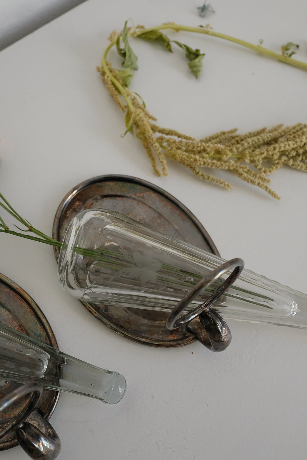 etched glass carriage vase