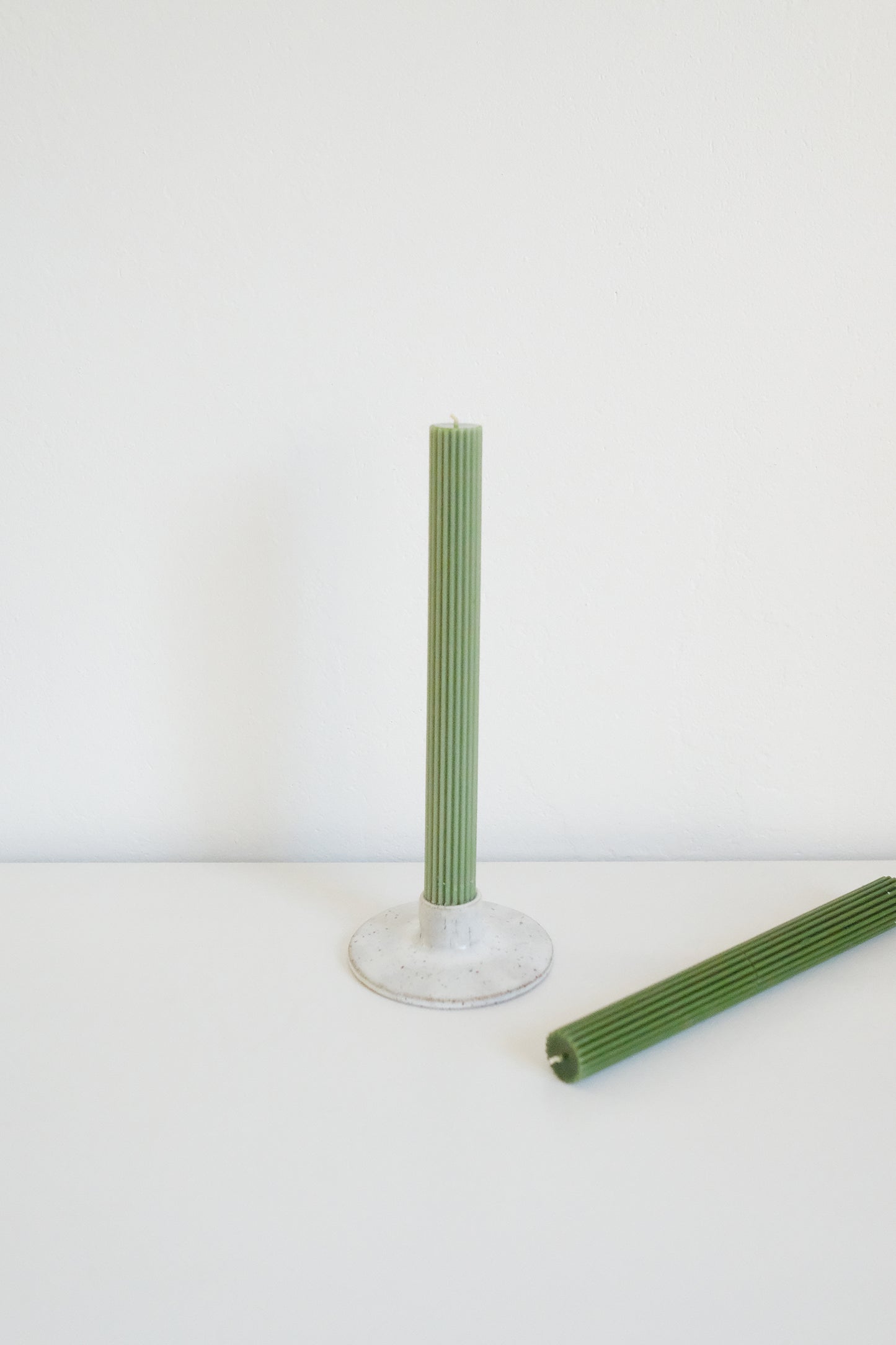 fluted taper candles (mist) - set of 2