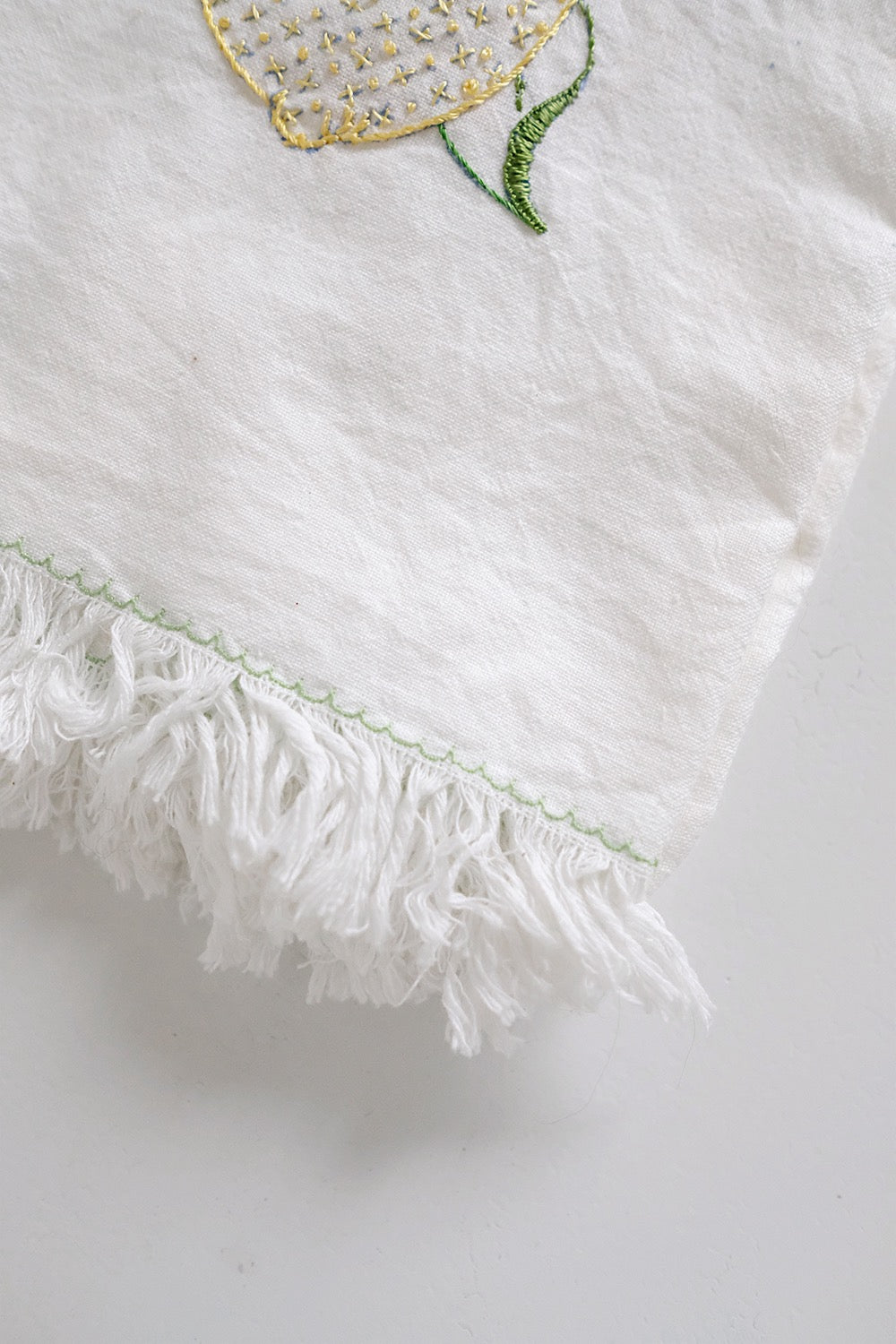 hand-embroidered tea towel