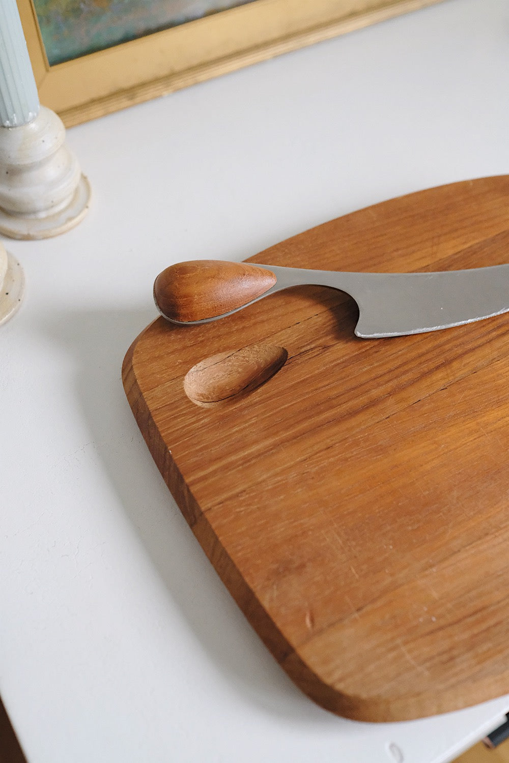 dansk cheese board with knife