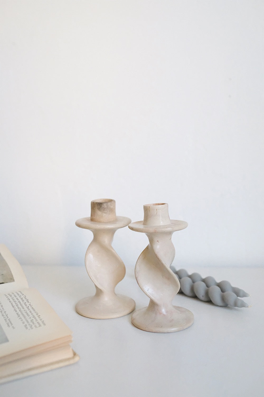 soapstone candlesticks - set of 2