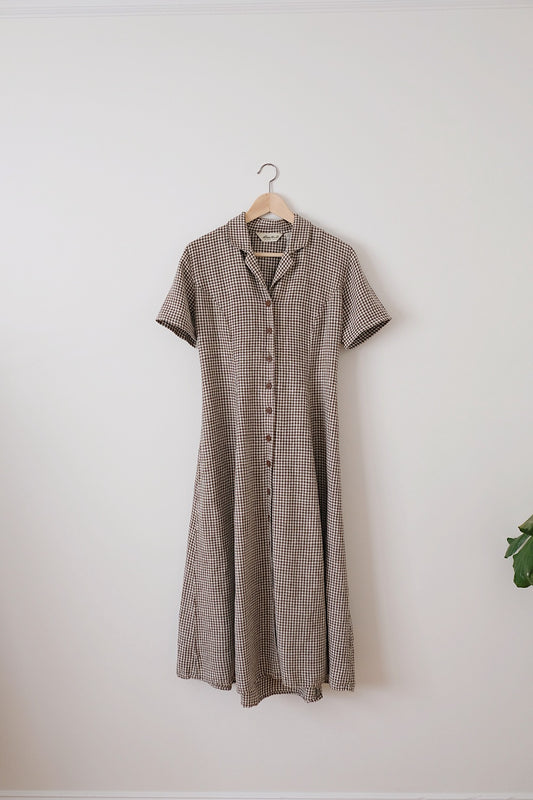 vintage eddie bauer tie-back gingham dress