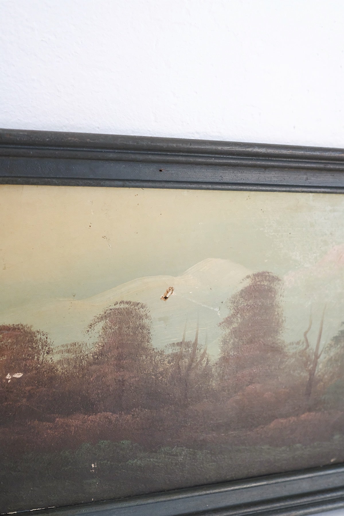 antique mountainside painting