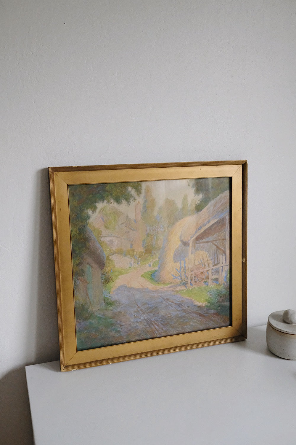"the shed" framed pastel drawing