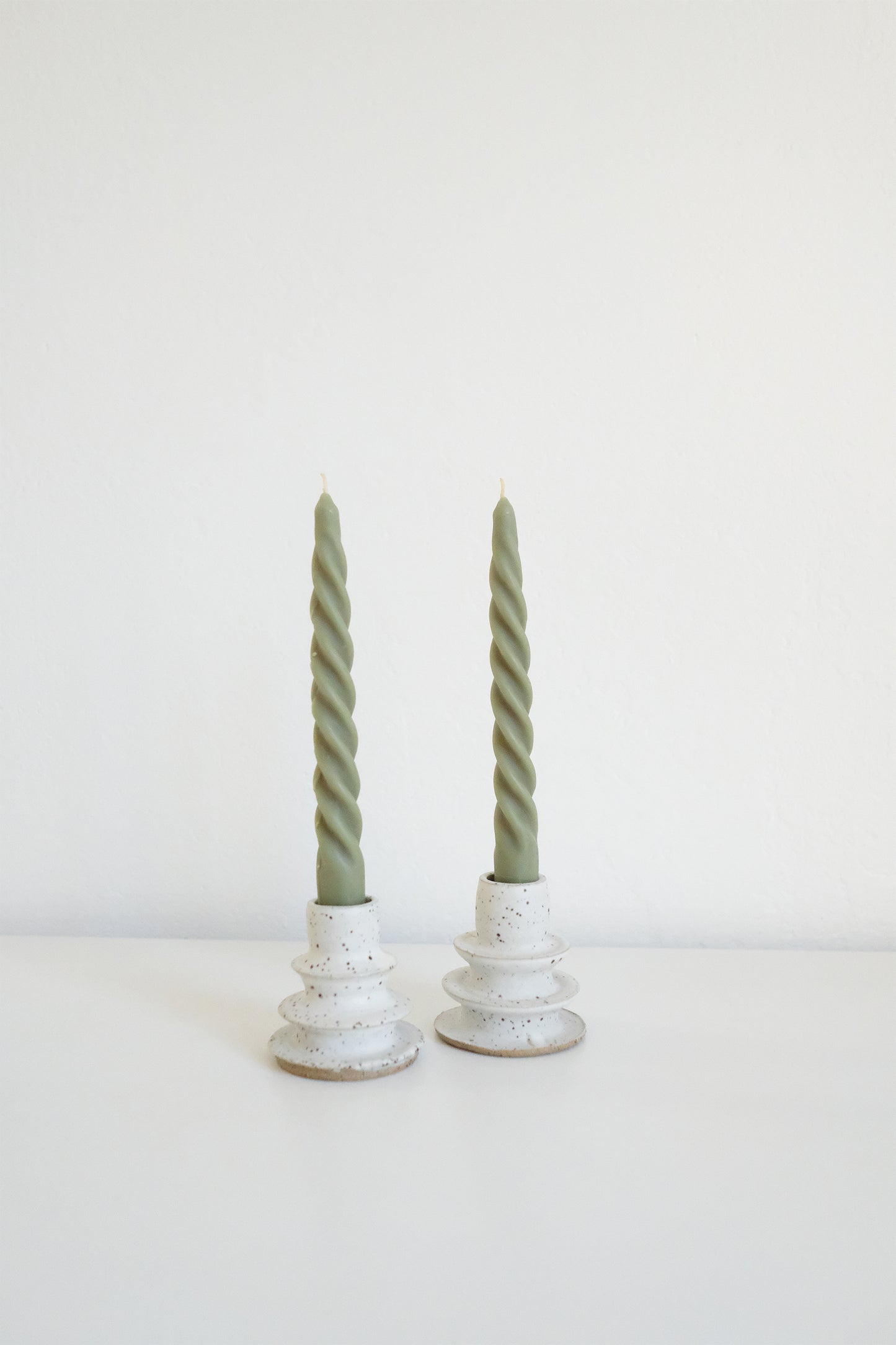 twist beeswax taper candles (sage) - set of 2